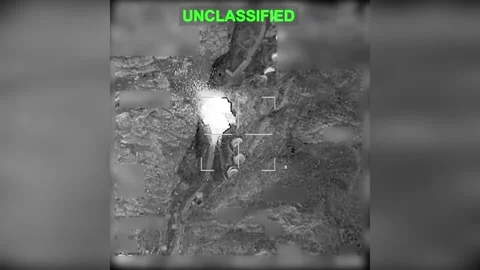 Iran: Precision Strikes Devastate Iranian Missile Base In Haji Abad Stock Footage 331177797
