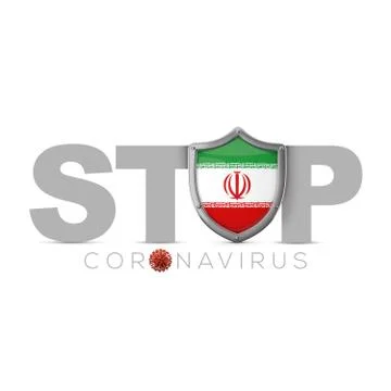 Iran protective shield. Stop coronavius concept. 3D Render Stock Illustration