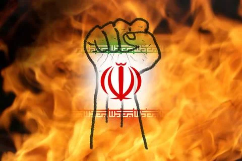 Iran protest 2026. Flame  and fire background. Iran protest 2026 Tehran dem.. Stock Illustration