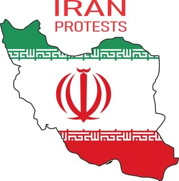 Iran Protests Iran Map Stock Illustration