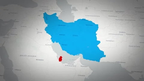 Iran Qatar Map Animation Persian Gulf Regional Overview Stock Footage 312250329
