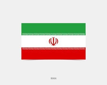 Iran Rectangle flag icon with shadow. Stock Illustration
