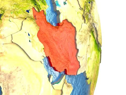 Iran in red on Earth Stock Illustration