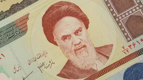 Iran rial notes rotating. Iranian currency, money Stock Footage 105530085