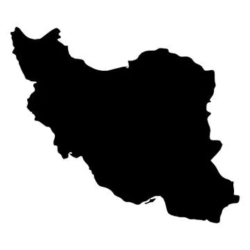 Iran - solid black silhouette map of country area. Simple flat vector Stock Illustration