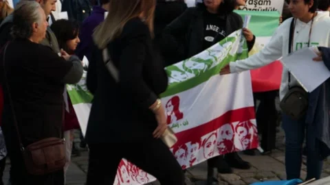 Iran Solidarity Protests in Turkey Stock Footage 221996060