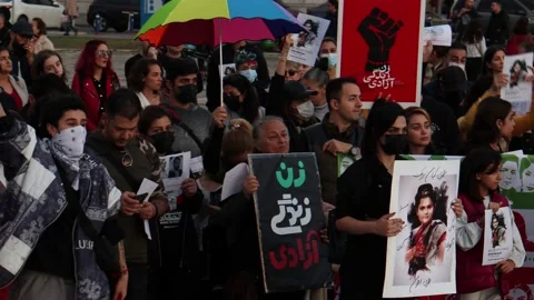 Iran Solidarity Protests in Turkey Stock Footage 221998049