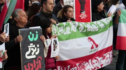 Iran Solidarity Protests in Turkey Stock Footage 221998221