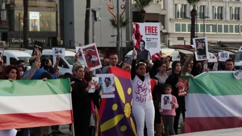 Iran Solidarity Protests in Turkey Stock Footage 221998394