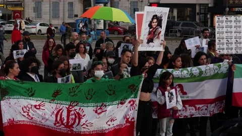 Iran Solidarity Protests in Turkey Stock Footage 221998945