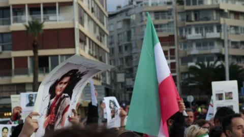 Iran Solidarity Protests in Turkey Stock Footage 221999849