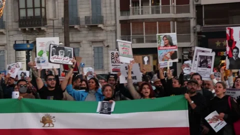 Iran Solidarity Protests in Turkey Stock Footage 222000295