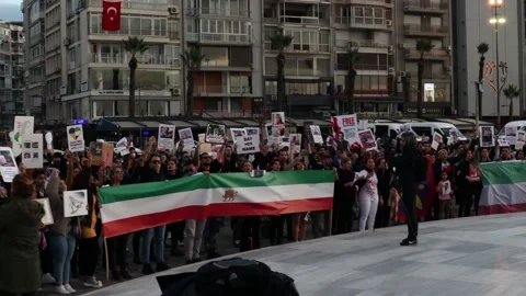 Iran Solidarity Protests in Turkey Stock Footage 222001017
