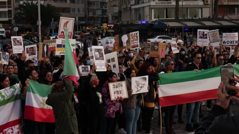 Iran Solidarity Protests in Turkey Stock Footage 222001317
