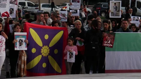 Iran Solidarity Protests in Turkey Video stock 222008316
