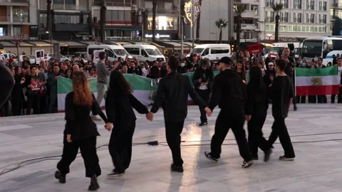Iran Solidarity Protests in Turkey Video stock 222008897