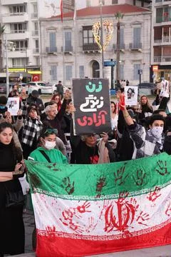 Iran Solidarity Protests in Turkey Stock Photos