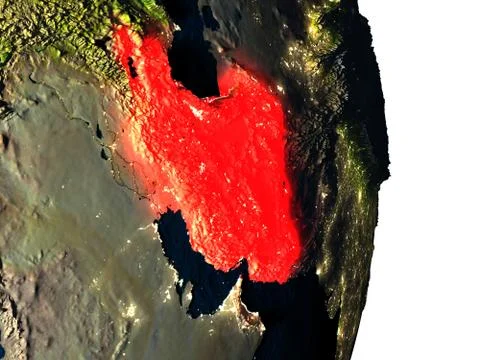 Iran from space during dusk Illustrazione stock