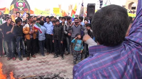 Iran, student protest, demonstration, chanting 'death to America' Stock Footage 34080721