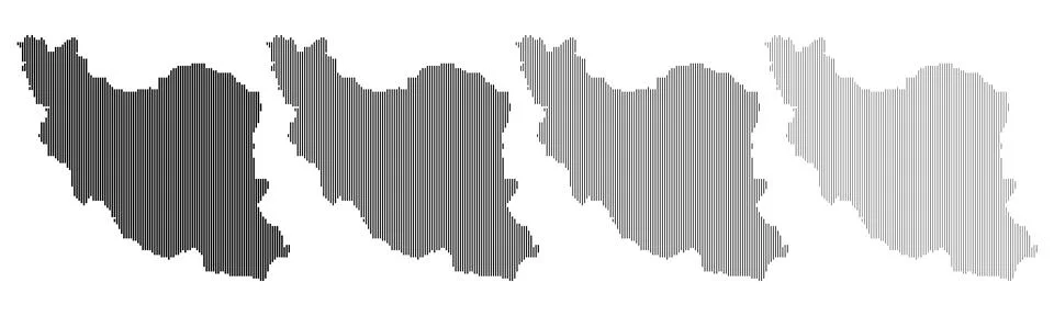 Iran vertical line shape map vector illustration. Persia line shape dotted ma Stock Illustration