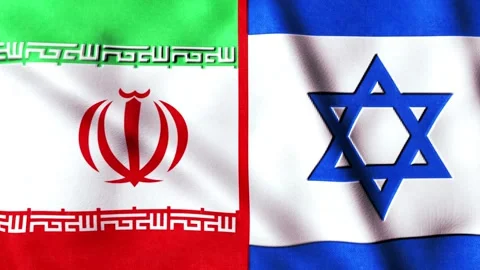 Iran vs Israel Flags Waving Animation Loop for Geopolitical Concept. 库存影片 335916004