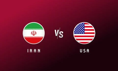 Iran vs USA flag round emblem Stock Illustration