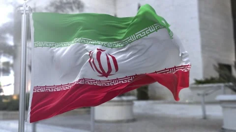 Iran Wavy Flag  in the Wind Stock Footage 317008283