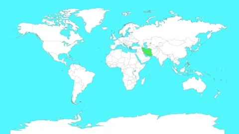 Iran in world map animation.Silhouette map of Iran 動画素材 309374521