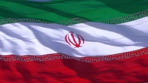 Iranian Flag blowing in the air Stock Footage 335882698