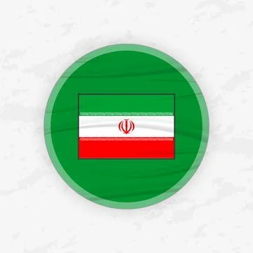 Iranian Flag in a Circular Emblem Design, Abstract Round Sticker Illustration Stock Illustration