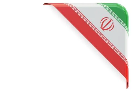 Iranian flag corner, button, label. 3D rendering Stock Illustration