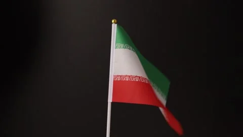 Iranian flag flutters on a black background, copy space, independence natio.. Stock Footage 278029012