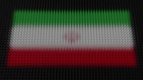 Iranian Flag Light Shining on Scrolling Bullets Stock Footage 306274387