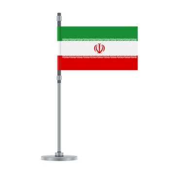 Iranian flag on the metallic pole, vector illustration Stockillustratie