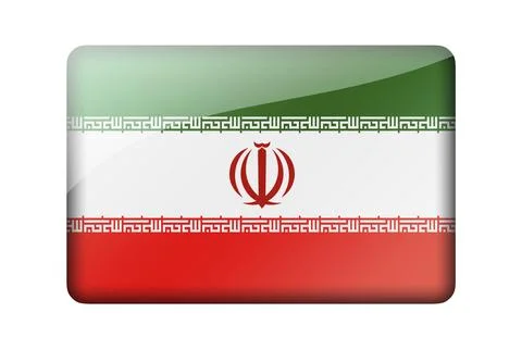 The Iranian flag. Rectangular glossy icon. Isolated on white background Illustrazione stock
