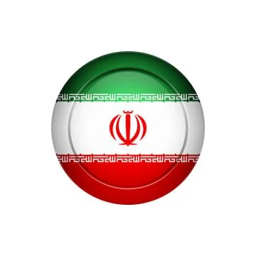 Iranian flag on the round button, vector illustration Stock Illustration