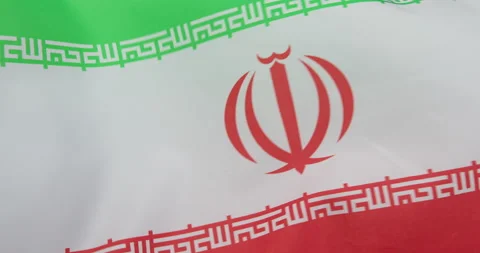 Iranian flag waving in the wind. Close-up Video stock 146444609