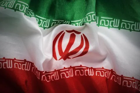 Iranian flag waving in the wind Foto stock