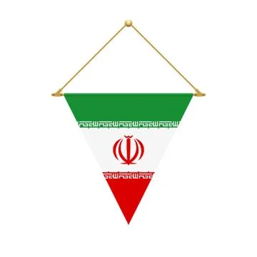 Iranian triangle flag hanging, vector illustration Stock Illustration