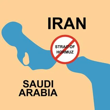Iranian vector map of Western Asia with Strait of Hormuz Stock Illustration