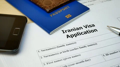 Iranian Visa document with passport, apply and permission for foreigner country Video stock 90712034