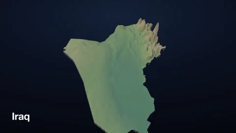 Iraq 3D elevation relief map Stock Footage 340608271