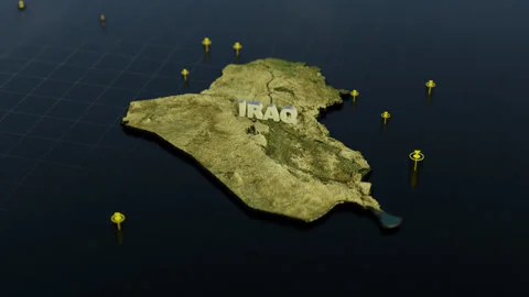 Iraq 3D Map With Animation Video stock 307129443