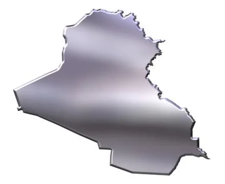 Iraq 3D Silver Map Stock Illustration