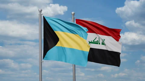 Iraq and Bahamas two flags Stock Footage 271603731
