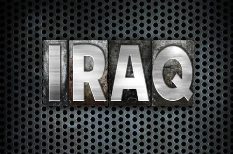 Iraq Concept Metal Letterpress Type Stock Illustration