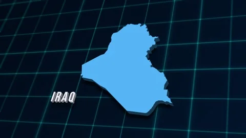 Iraq country map 3d digital animation on coordinates grid intro. 4K news opener 스톡 동영상 280324733