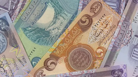 Iraq currency dinar notes rotating. Iraqi money, economy, investment Stock Footage 104159729