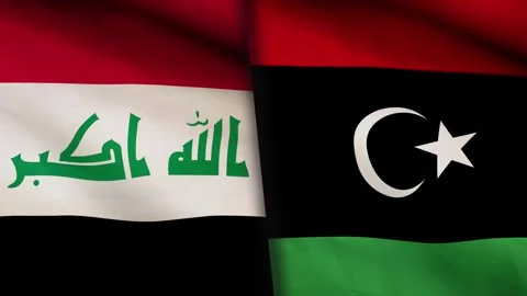 Iraq flag and Libya Stock Footage 315537124