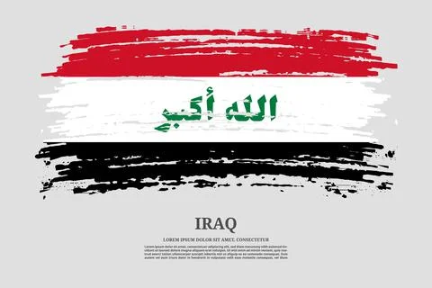 Iraq flag with brush stroke effect and information text poster, vector Illustrazione stock
